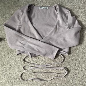 Zara cropped wrap around sweater